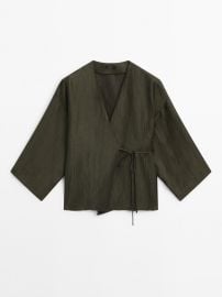 Massimo Dutti Flowing Linen Blend Kimono and Trousers at Massimo Dutti