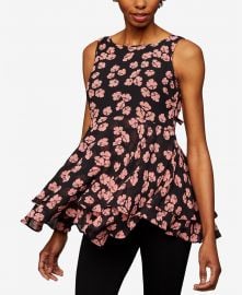 Maternity Floral-Print Peplum Top at Macys