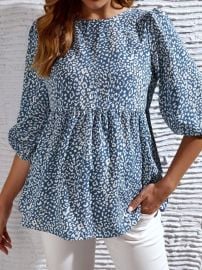 Maternity Leopard Print Keyhole Back Peplum Top at Shein