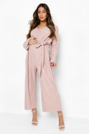 Maternity Plisse Wrap Culotte Jumpsuit at Boohoo