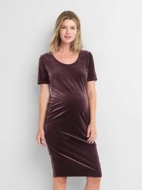 Maternity Short-Sleeve Velvet Dress by Gap at Gap