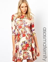 Maternity Skater Dress With Slash Neck in Tapestry Floral at Asos