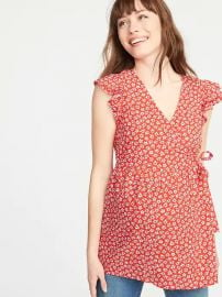 Maternity red daisy wrap top at Old Navy