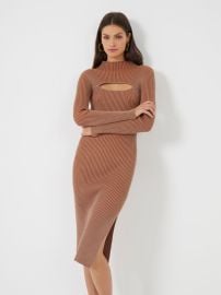 Mathilda Knit Cut Out Dress Camel Glazed Ginger French Connection US at French Connection