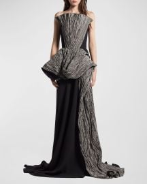 Maticevski Ozone Gown with Pleated Drape Detail at Neiman Marcus