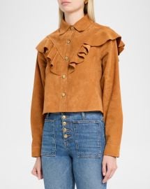 Matilde Ruffle Suede Jacket at Neiman Marcus