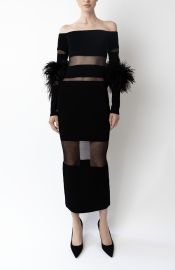 Matte Viscose Intarsia Dress With Feathers at Nordstrom