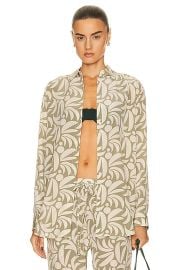 Matteau Long Sleeve Silk Shirt in Sage Palmas FWRD at FWRD