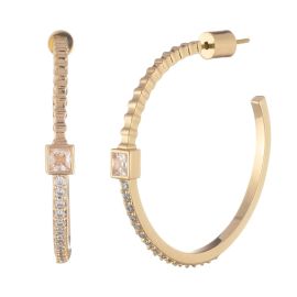 Maud Crystal Gold Hoop Earrings by Bonheur Jewelry at Bonheur Jewelry