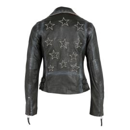 Mauritius Christy Rf Star Detail Leather Jacket at Wolf & Badger