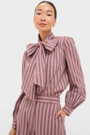 Mauve Stripe Brianna Bow Blouse Tuckernuck at Tuckernuck