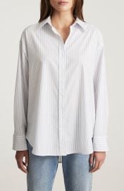 Mavi Jeans Stripe Oversize Cotton Button-Up Shirt at Nordstrom