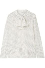 Max Mara - Polka-dot silk crepe de chine and stretch-jersey blouse at Net A Porter