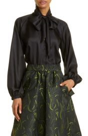 Max Mara Albenga Tie Neck Silk Blouse at Nordstrom