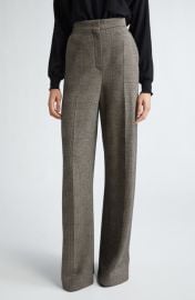 Max Mara Cognac Check Wide Leg Wool Blend Jersey Pants at Nordstrom