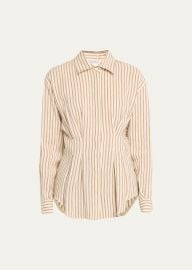 Max Mara Eritrea Darted Striped Flax Shirt - at Bergdorf Goodman