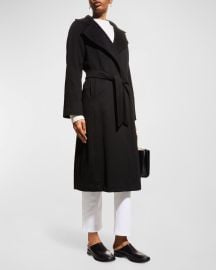 Max Mara Manuela Belted Camel Hair Coat Black at Neiman Marcus