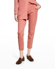 Max Mara Pegno Slim-Leg Ankle Crepe Trousers at Neiman Marcus