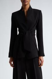 Max Mara Seggio Tie Front Crepe Blazer at Nordstrom