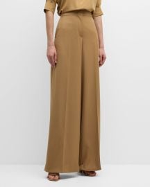 Max Mara Senna Wide-Leg Long Trousers at Neiman Marcus