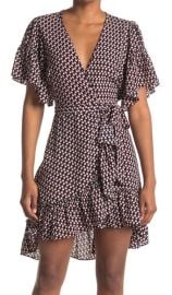 Max Studio Floral Print Wrap Ruffle Dress at Nordstrom Rack
