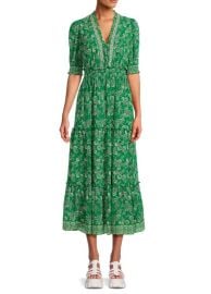 Max Studio Floral Puff Sleeve Tiered Midi Dress on SALE at Saks Off 5th