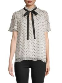 Max Studio Flutter Sleeve Tie Neck Blouse on SALE at Saks Off 5th