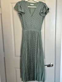 Max Studio Pleated Polka Dot Satin Midi Dress at Poshmark