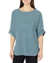 Max Studio Ruched Sleeve Rib Knit Pullover  com at Zappos