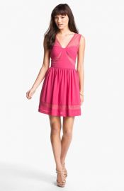 Max andamp Cleo Lace Inset Crepe Fit andamp Flare Dress at Nordstrom