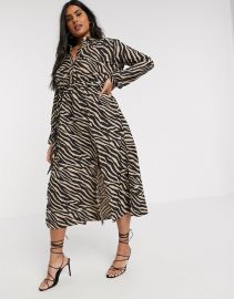 Maxi Shirt Dress in Mono Zebra by AX Paris at Asos