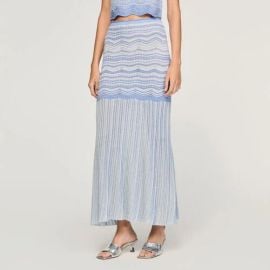 Maxi decorative knit skirt in Sky Blue for Women Paris at Sandro