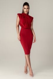 Maxine Crepe Midi Dress Maroon at Alieva