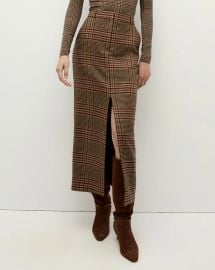 Maxine Plaid Maxi Skirt in Camel amp Black at Veronica Beard