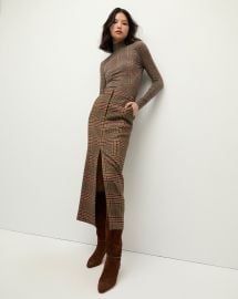 Maxine Plaid Maxi Skirt in Camel amp Black at Veronica Beard