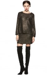 Mayer gold boxy raglan top at Alice + Olivia