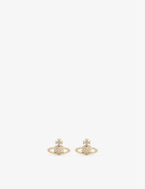 Mayfair orb yellow gold toned brass stud earrings Vivienne Westwood at Selfridges