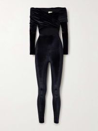 Maygel Coronel Bagolo Cutout Draped Stretch velvet Jumpsuit in Nightfall at Net a Porter