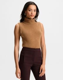 Mazzy Cashmere Sleeveless Sweater in Dark Acorn Brown Melange at Veronica Beard