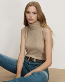 Mazzy Cashmere Sleeveless Sweater in Oatmeal | Veronica Beard at Veronica Beard