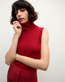 Mazzy Cashmere Turtleneck in Crimson at Veronica Beard