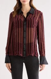 Mazzy Velvet Stripe Sheer Silk Blend Shirt at Nordstrom Rack