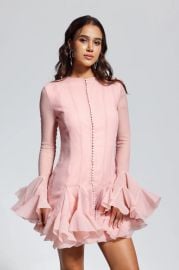 McCarthy Mesh Ruffle Mini Dress In Pink at Innovare Denim