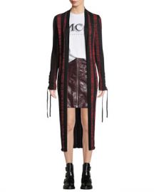 McQ Alexander McQueen Bodycon Striped Lace-Up Cardigan at Neiman Marcus