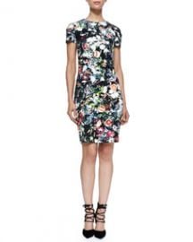 McQ Alexander McQueen Short-Sleeve Floral Festival-Print Dress at Neiman Marcus