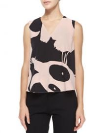 McQ Alexander McQueen Sleeveless V-Neck Printed Volume Top at Neiman Marcus