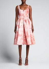 McQueen Coral Print Zip-Front Pleated Midi Dress - at Bergdorf Goodman