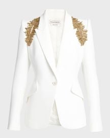 McQueen Embellished Cutout Shoulder Blazer at Neiman Marcus