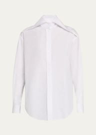 McQueen Exaggerated Collar Button Down Poplin Blouse - at Bergdorf Goodman