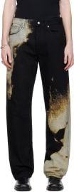 McQueen Graphic Print Straight Leg Denim Jeans at ssense
